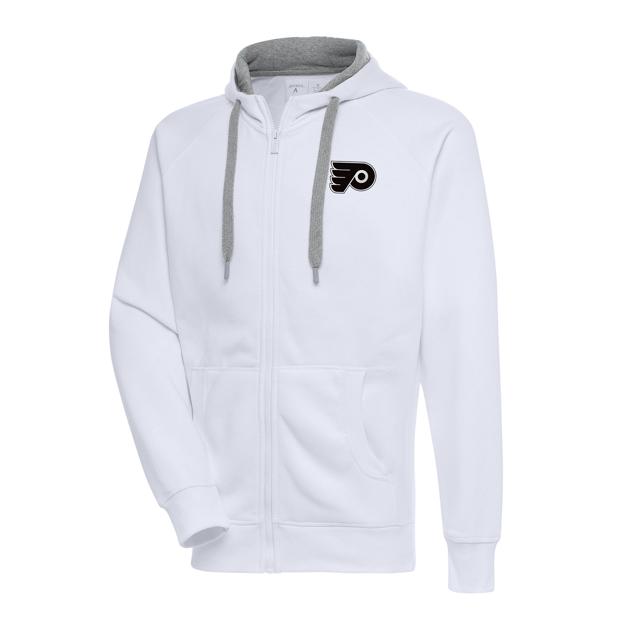 Men's Antigua White Philadelphia Flyers Metallic Logo Victory Full-Zip Hoodie